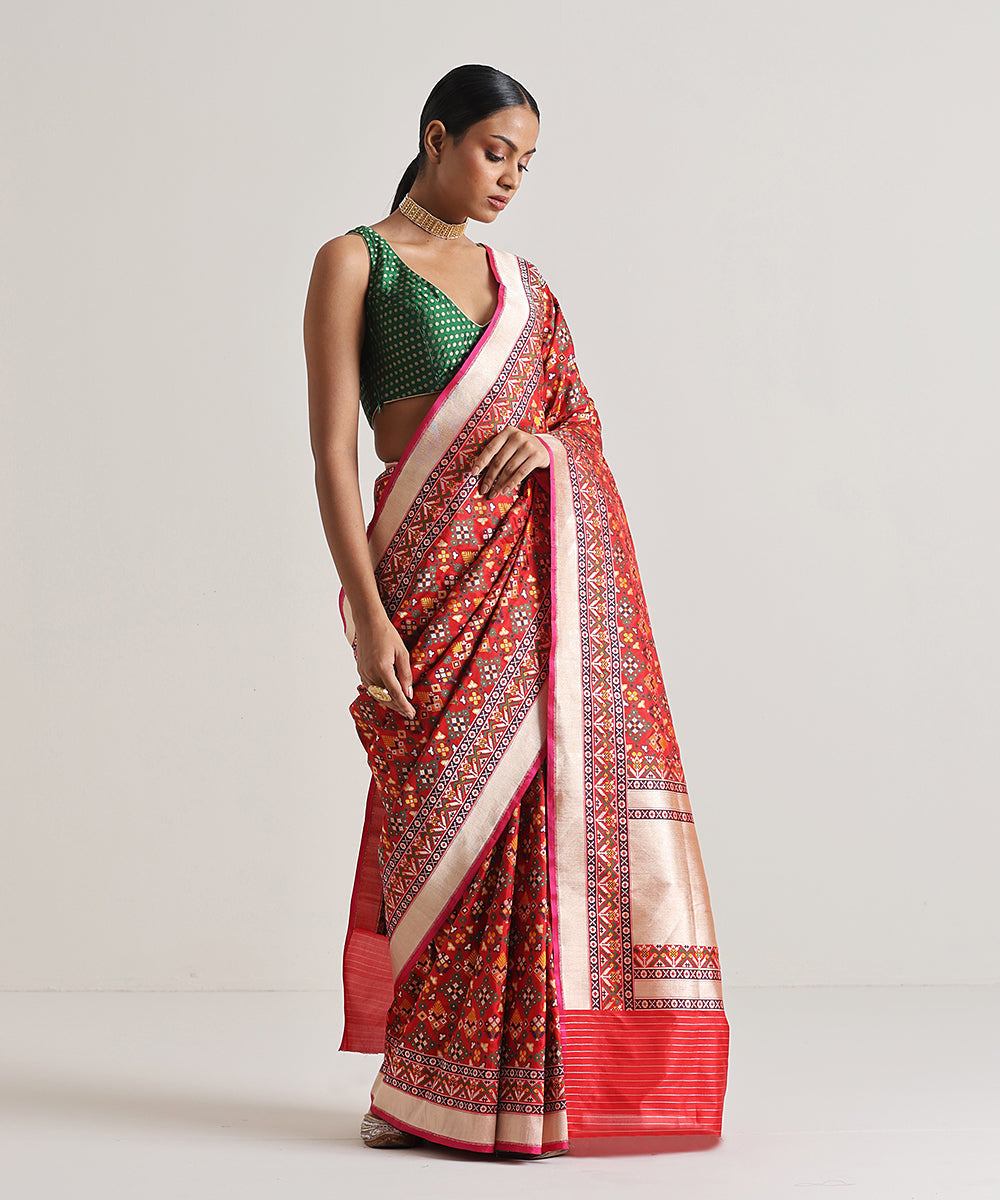 Red_Handloom_Pure_Katan_Silk_Banarasi_Patola_Saree_With_Meenakari_WeaverStory_02