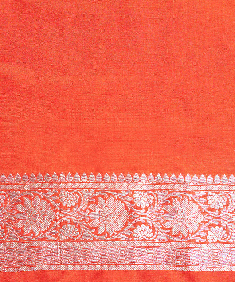 Orange_Handloom_Pure_Katan_Silk_Banarasi_Saree_With_Gold_Zari_Jaal_WeaverStory_05