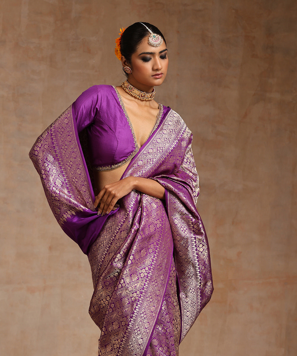 Purple_Handloom_Pure_Katan_Silk_Kimkhab_Banarasi_Saree_With_Zari_Base_WeaverStory_01