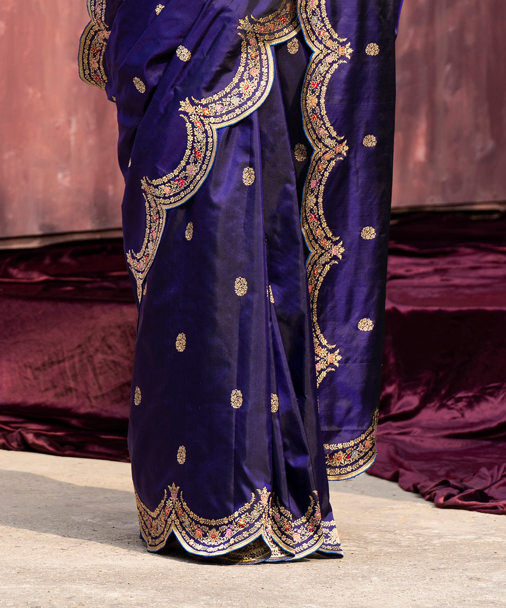 Purple_Handloom_Pure_Katan_Silk_Banarasi_Saree_With_Meenakari_And_Scalloped_Border_WeaverStory_04