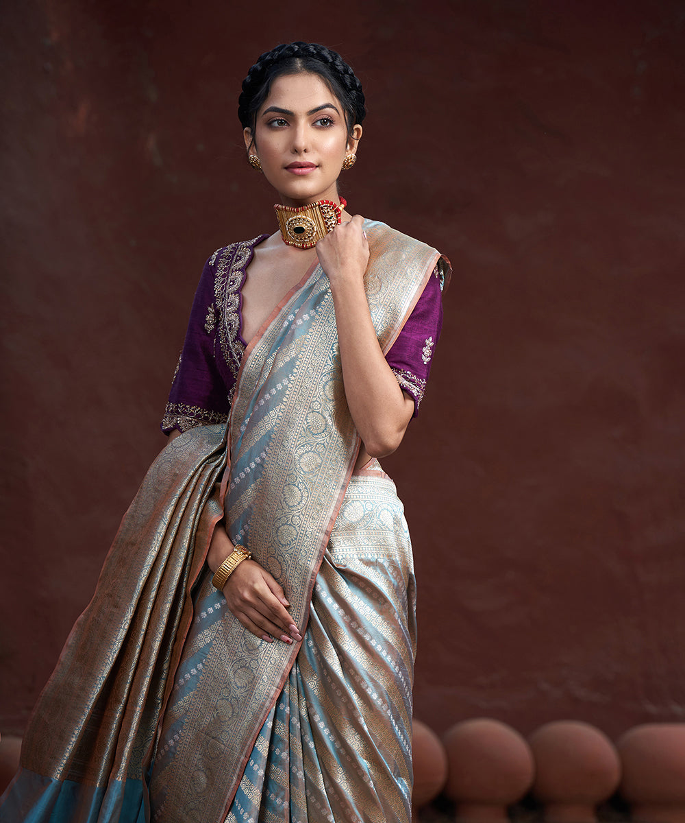 Handloom_Blue_Dual_Tone_Pure_Katan_Silk_Banarasi_Saree_With_Diagonal_Bel_WeaverStory_01