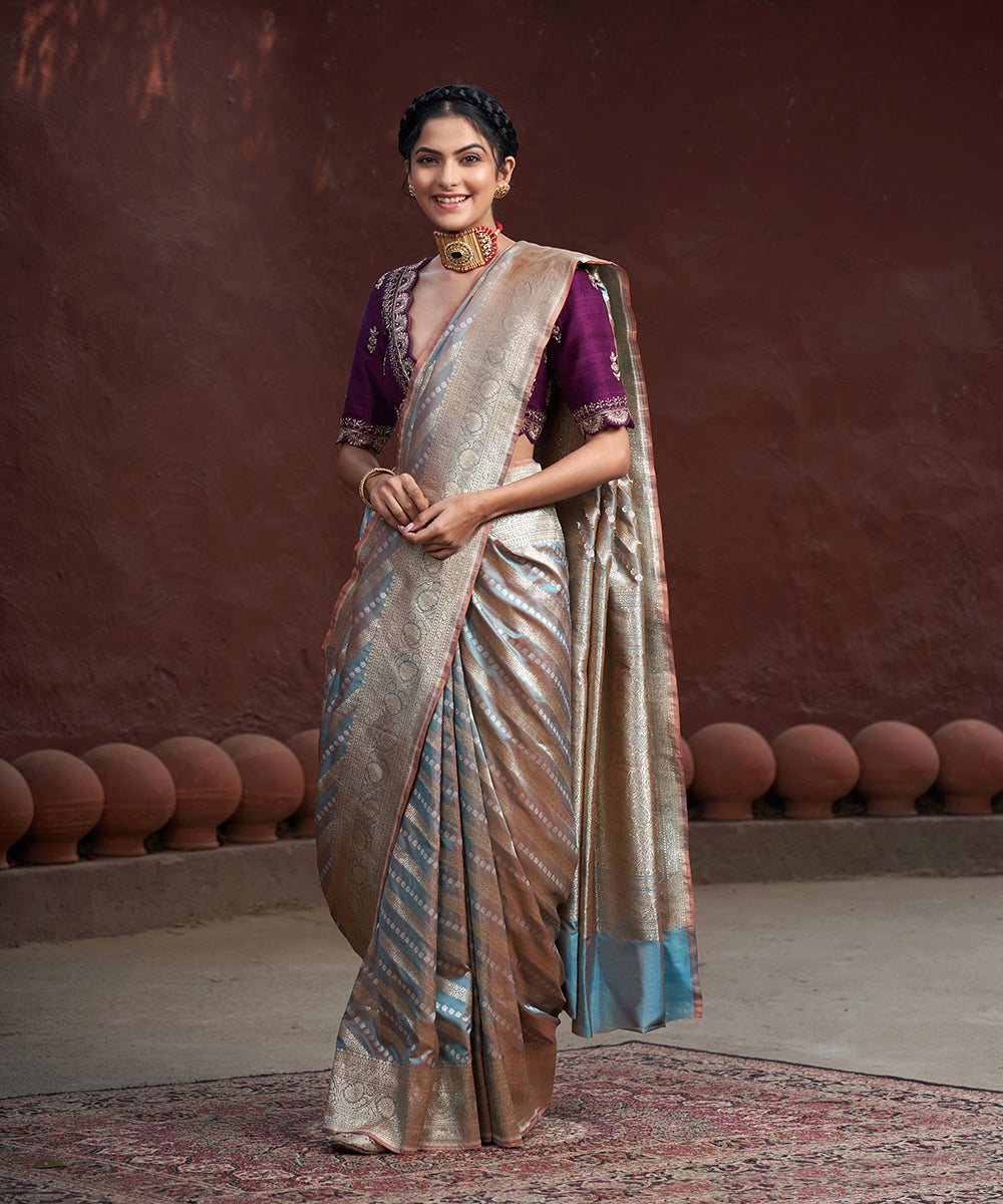 Handloom_Blue_Dual_Tone_Pure_Katan_Silk_Banarasi_Saree_With_Diagonal_Bel_WeaverStory_02