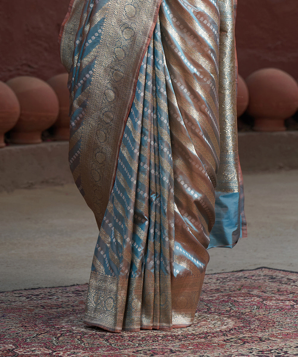 Handloom_Blue_Dual_Tone_Pure_Katan_Silk_Banarasi_Saree_With_Diagonal_Bel_WeaverStory_04