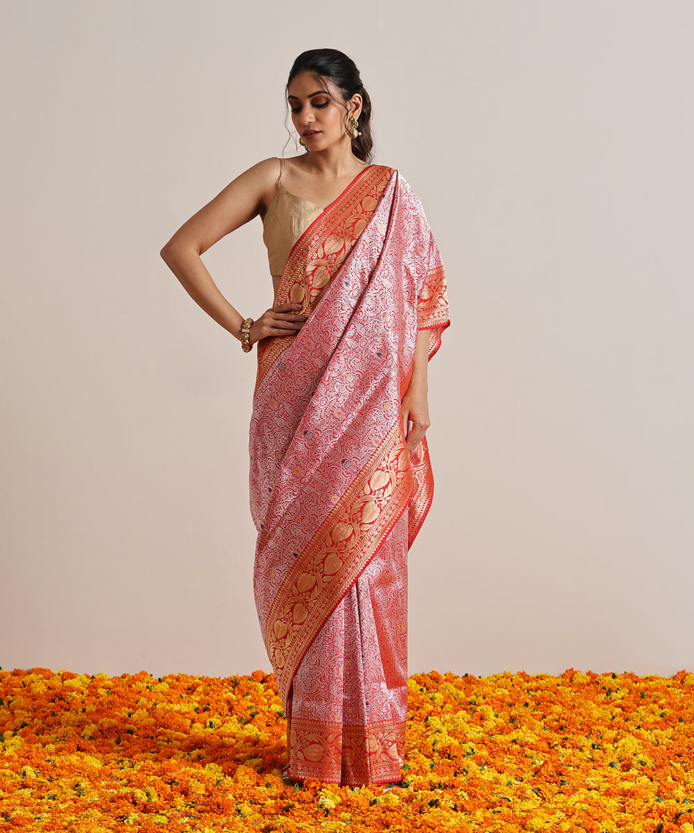 Handloom_Red_Pure_Katan_Silk_Kimkhab_Banarasi_Saree_With_Silver_Zari_And_Meenakari_WeaverStory_02