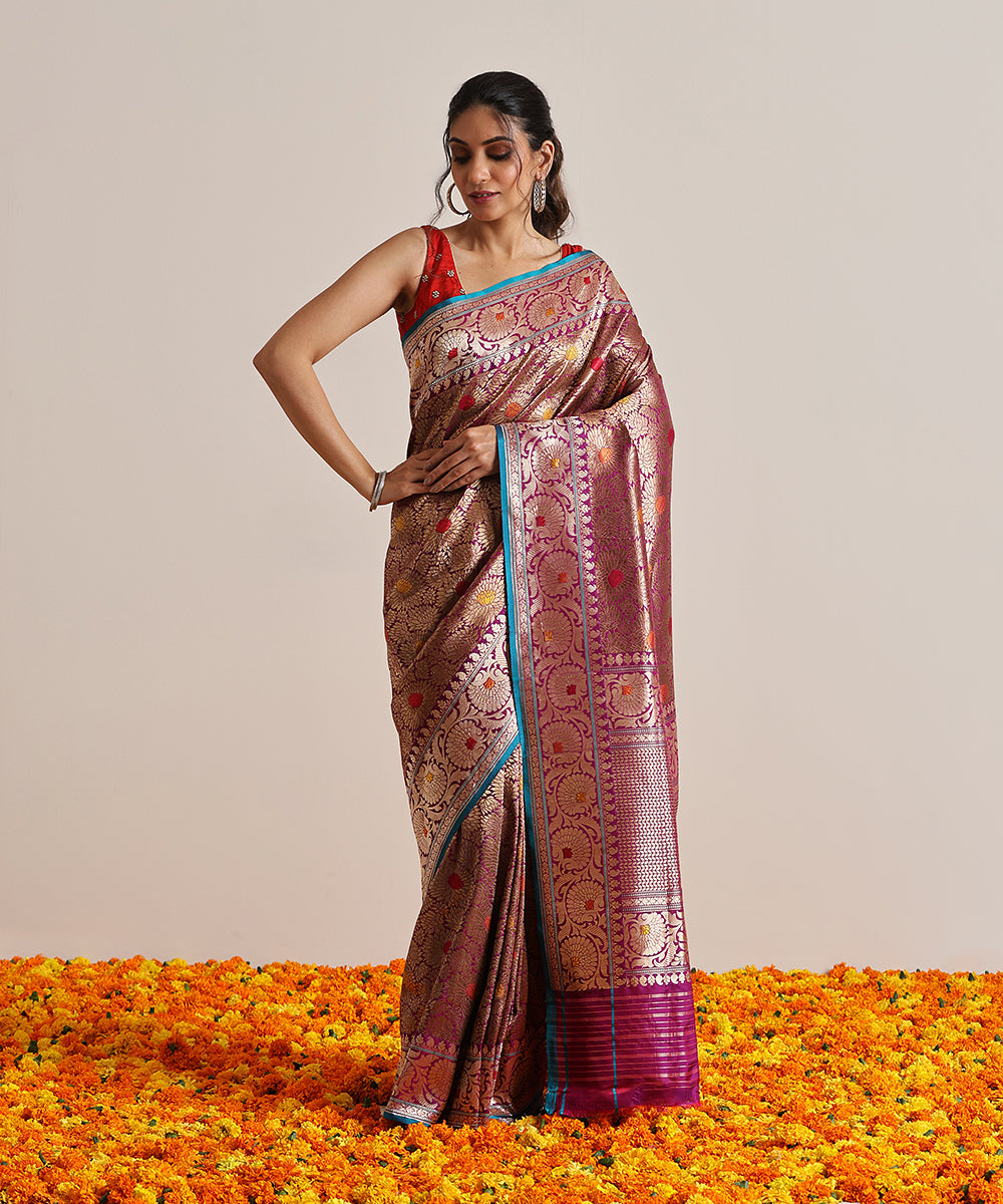 Handloom_Purple_Antique_Zari_Kimkhab_Banarasi_Saree_With_Lotus_Flower_Motifs_WeaverStory_02