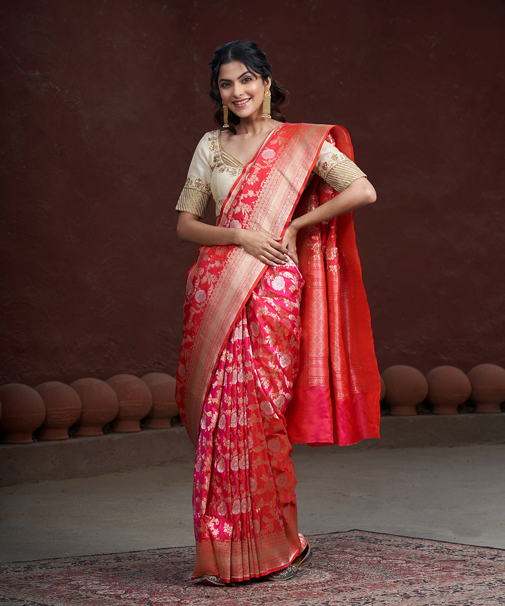 Pink_And_Orange_Dual_Tone_handloom_Pure_Katan_Silk_Banarasi_Saree_WeaverStory_02