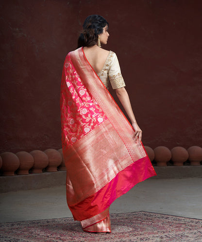 Pink_And_Orange_Dual_Tone_handloom_Pure_Katan_Silk_Banarasi_Saree_WeaverStory_03