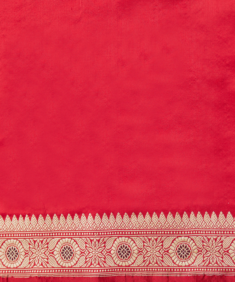 Handloom_Red_Pure_Cotton_Silk_Banarasi_Baluchari_Saree_With_Booti_WeaverStory_06