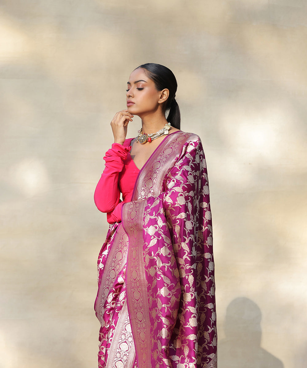 Purple_Handloom_Pure_Katan_Silk_Banarasi_Saree_With_Cutwork_Floral_Jaal_WeaverStory_01