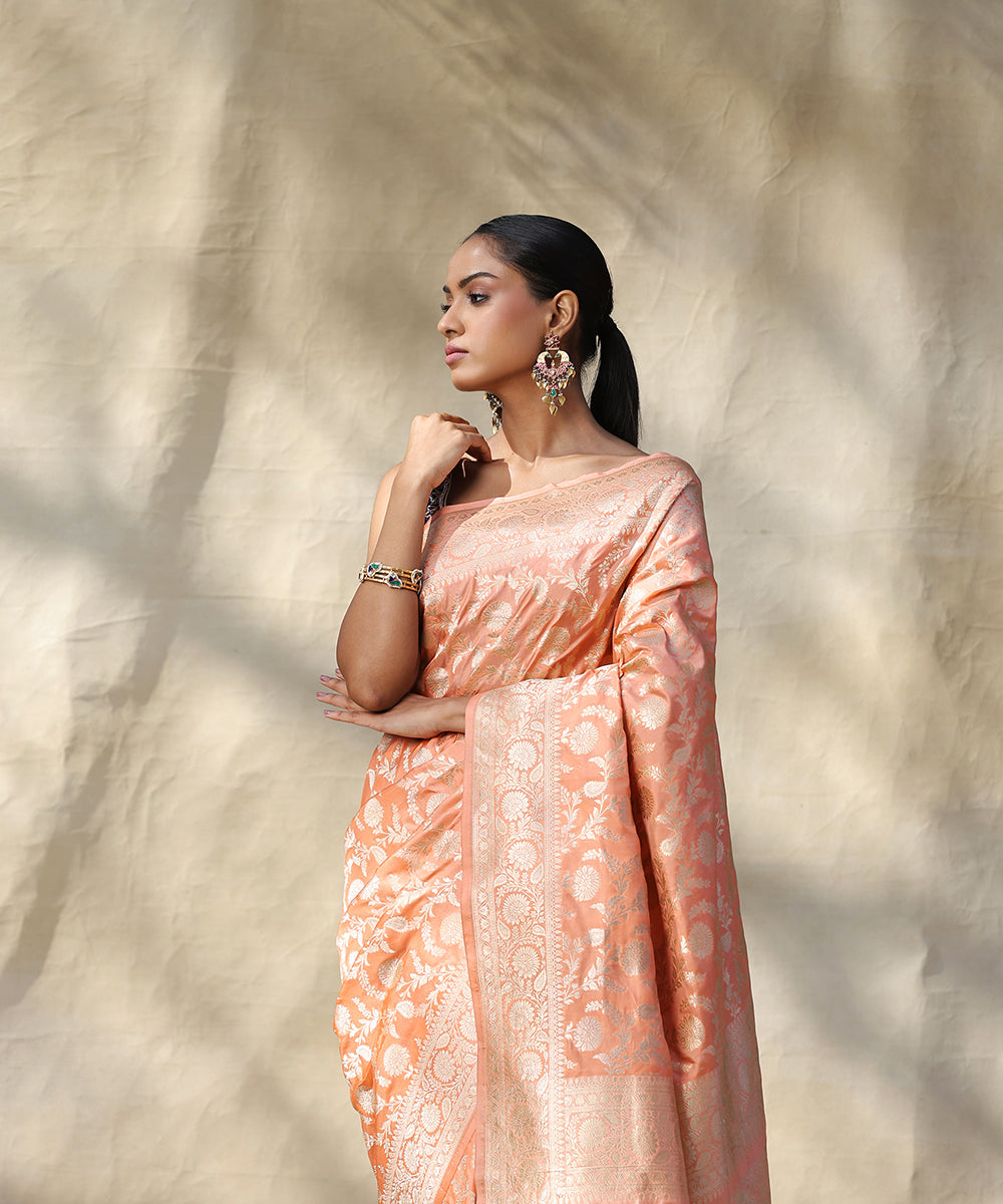 Handloom_Pastel_Orange_Pure_Katan_Silk_Banarasi_Saree_With_Cutwork_Floral_Jaal_WeaverStory_01