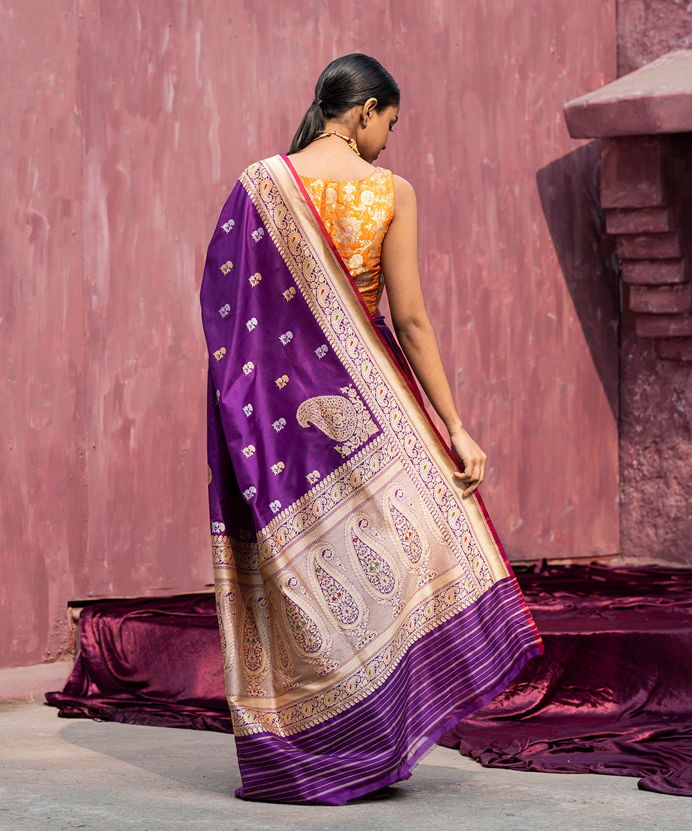 Shilpa Purple Banarasi Silk Saree – Zariknyaa