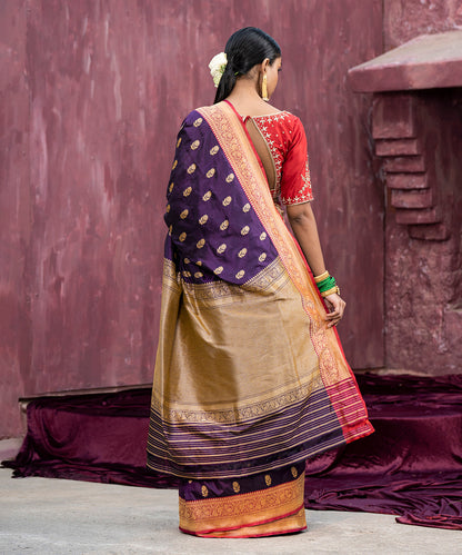 Dark_Purple_Handloom_Pure_Katan_Silk_Banarasi_Saree_With_Cutwork_Booti_WeaverStory_03