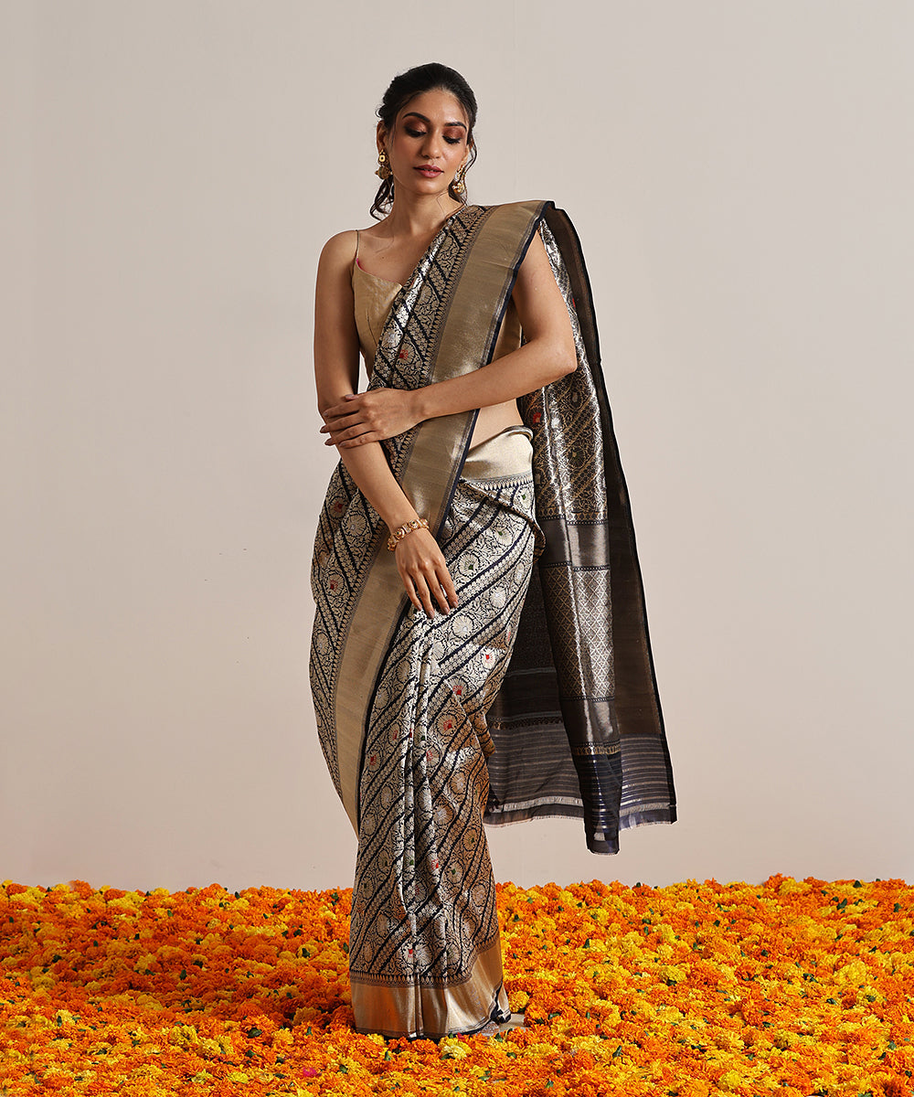 Handloom_Black_Pure_Katan_Silk_Banarasi_Kimkhab_Saree_With_Meenakari_WeaverStory_02