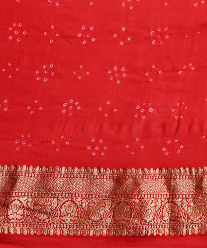 Handloom_Rani_Pink_And_Red_Two_Color_Pure_Georgette_Banarasi_Bandhej_Saree_WeaverStory_05