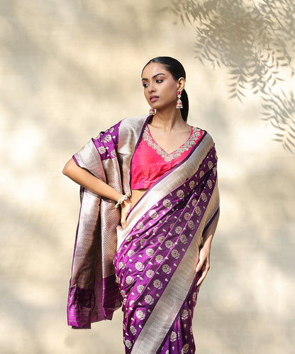 Purple_Handloom_Pure_Katan_Silk_Banarasi_Saree_With_Meena_Booti_WeaverStory_01