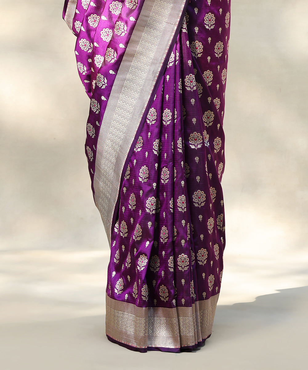 Purple_Handloom_Pure_Katan_Silk_Banarasi_Saree_With_Meena_Booti_WeaverStory_04