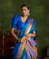 Cobalt_Blue_Handloom_Pure_Silk_Kanjivaram_Saree_With_Double_Color_Border_WeaverStory_01