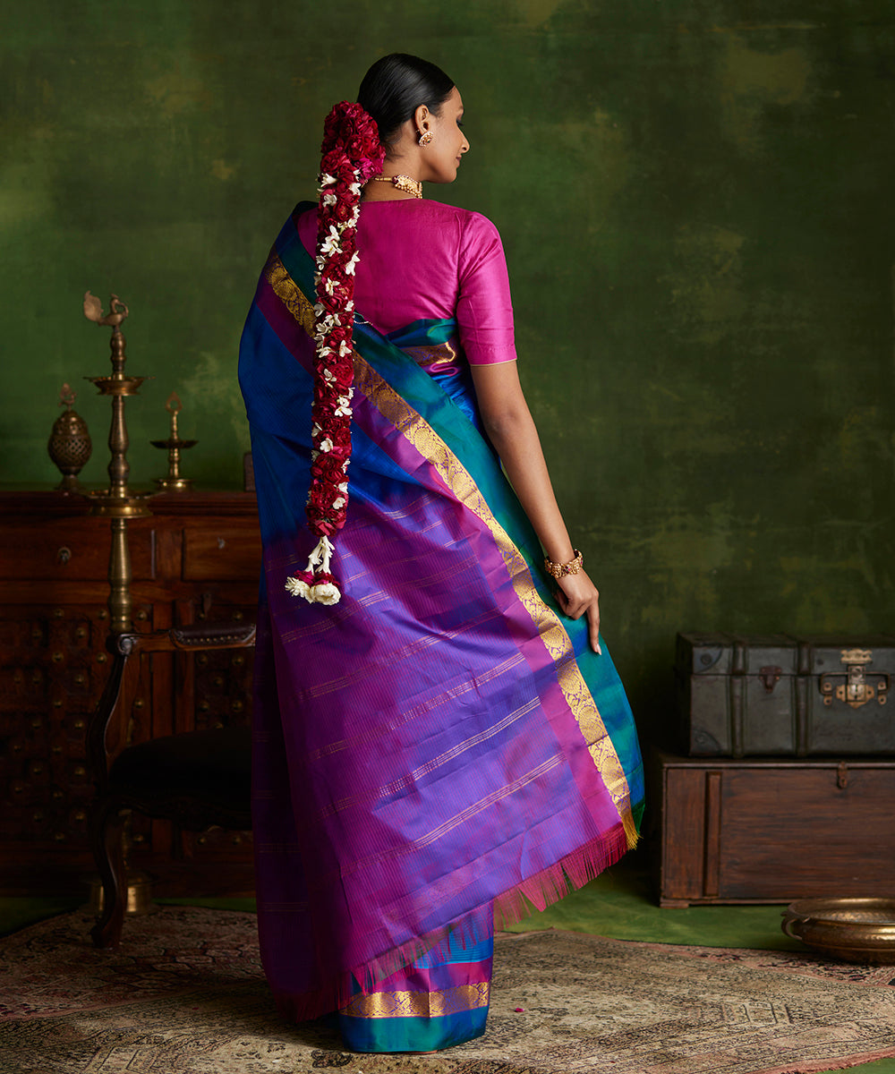 Buy Multi Color Silk Amethyst Saree by Designer YAM INDIA Online at  Ogaan.com