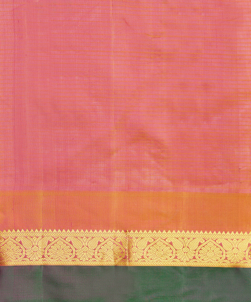 Rani_Pink_Handloom_Pure_Silk_Kanjivaram_Saree_With_Double_Color_Border_WeaverStory_06