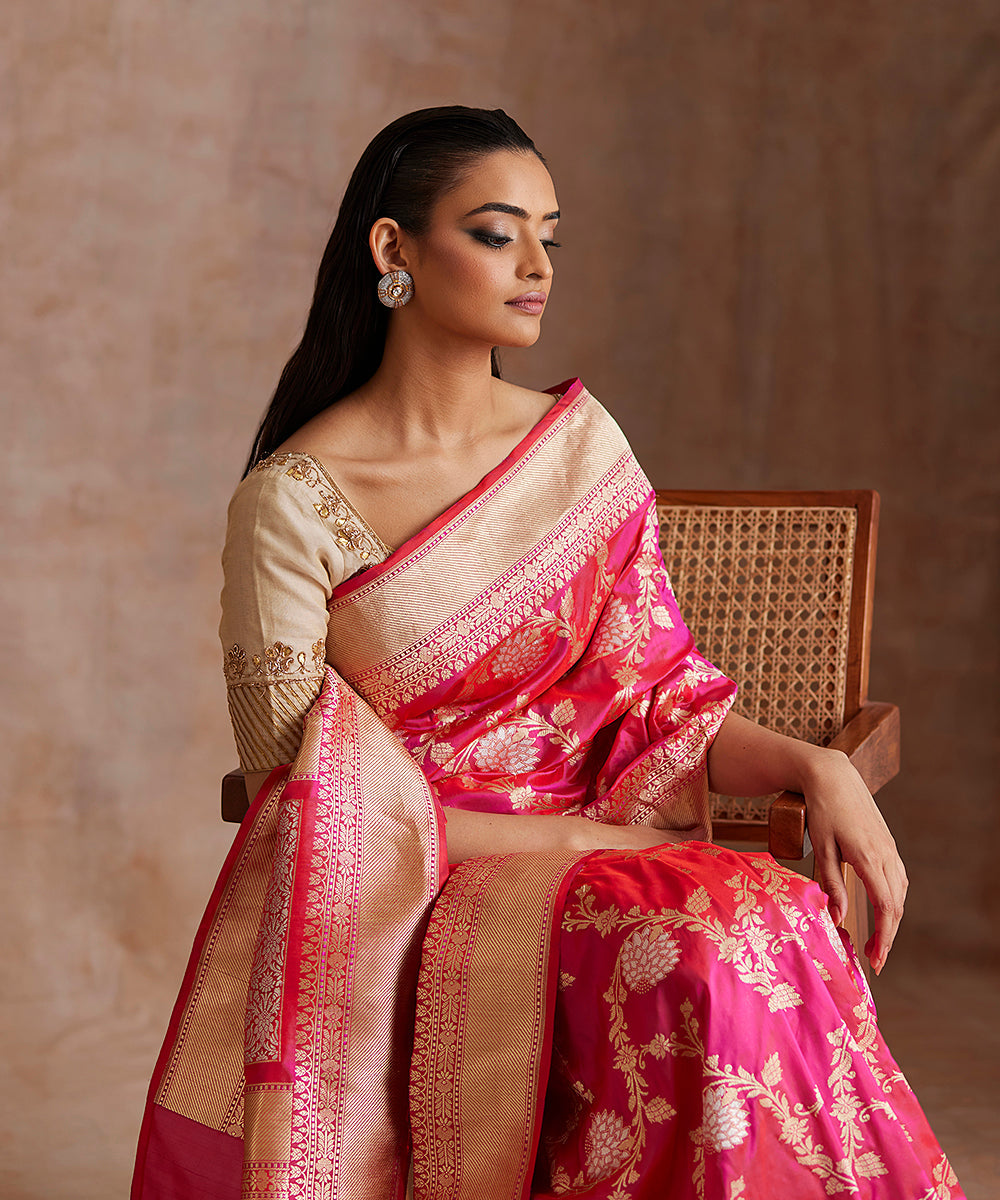 Handloom_Pink_Pure_Katan_Silk_Banarasi_Saree_With_Meenakari_Floral_Jaal_WeaverStory_01
