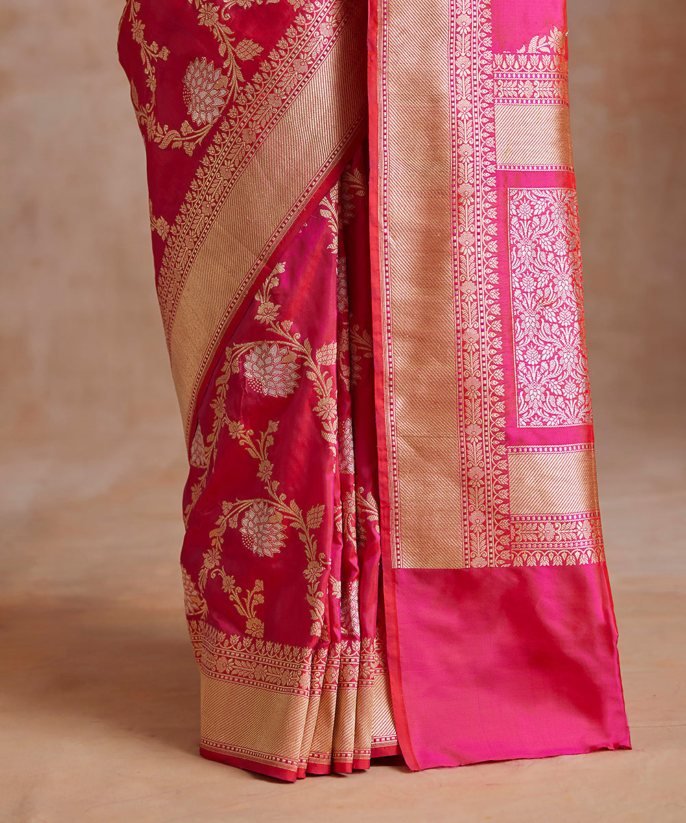 Handloom_Pink_Pure_Katan_Silk_Banarasi_Saree_With_Meenakari_Floral_Jaal_WeaverStory_04