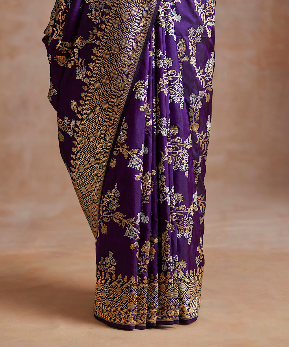 Purple_Handloom_Pure_Katan_Silk_Banarasi_Saree_With_Meenakari_Floral_Jaal_WeaverStory_04