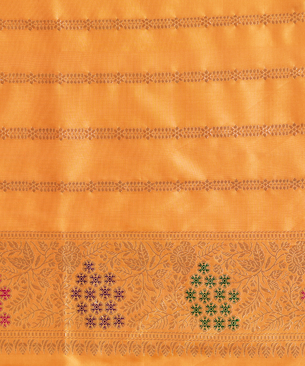 Saffron_Handloom_Pure_Katan_Silk_Banarasi_Saree_With_Meenakari_Floral_Jaal_WeaverStory_05