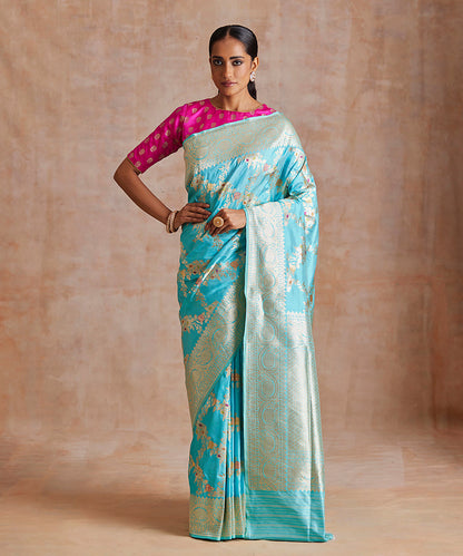 Sky_Blue_Handloom_Pure_Katan_Silk_Banarasi_Saree_With_Meenakari_Floral_Jaal_WeaverStory_02