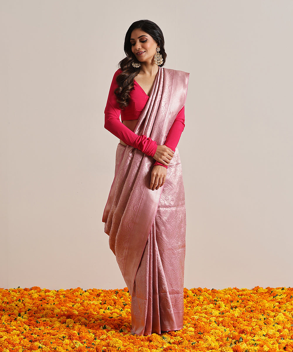 Handloom_Pink_Pure_Katan_Silk_Kimkhab_Banarasi_Saree_With_Zari_WeaverStory_02