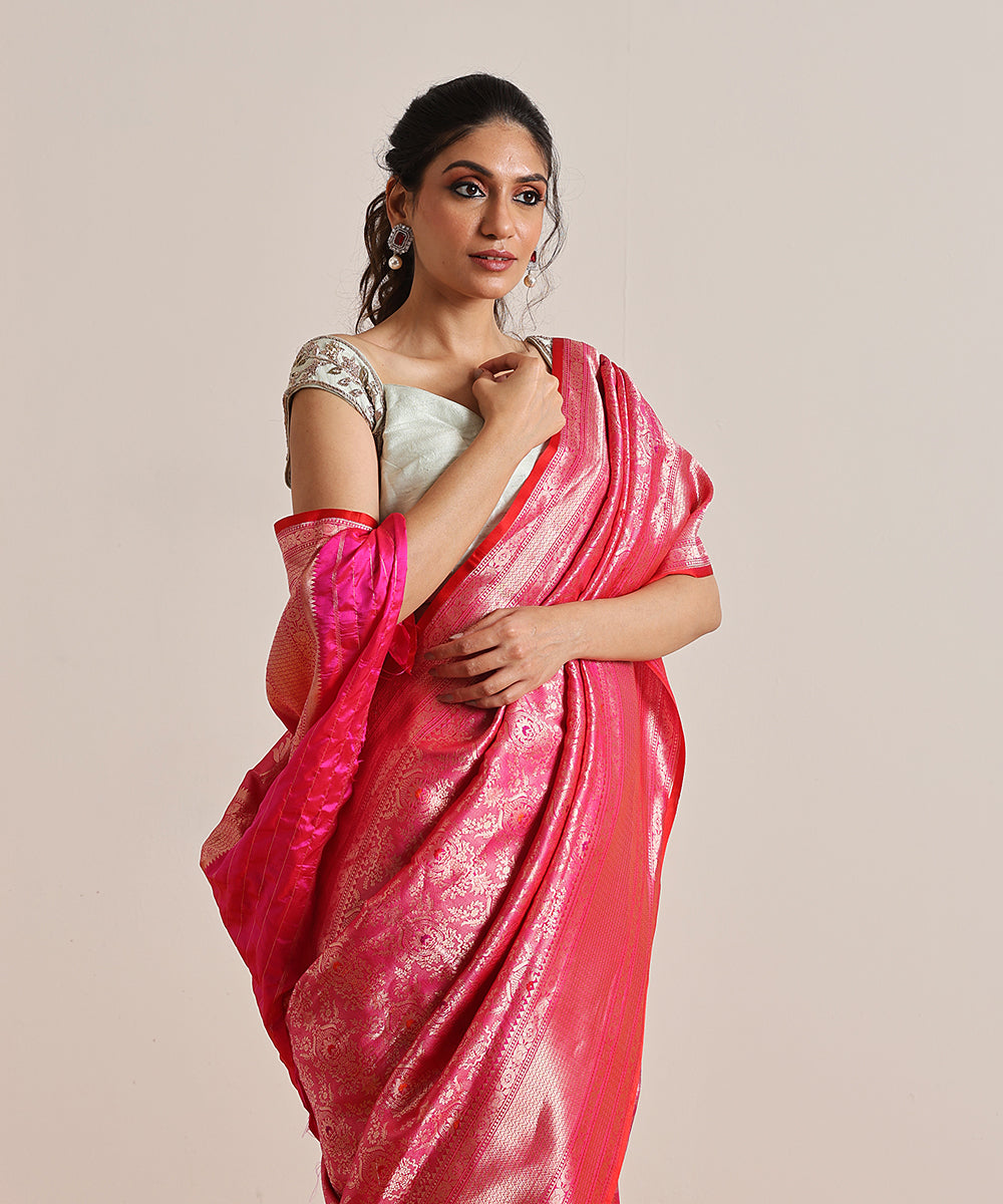 Handloom_Pink_Pure_Katan_Silk_Kimkhab_Banarasi_Saree_And_Gold_Zari_WeaverStory_01