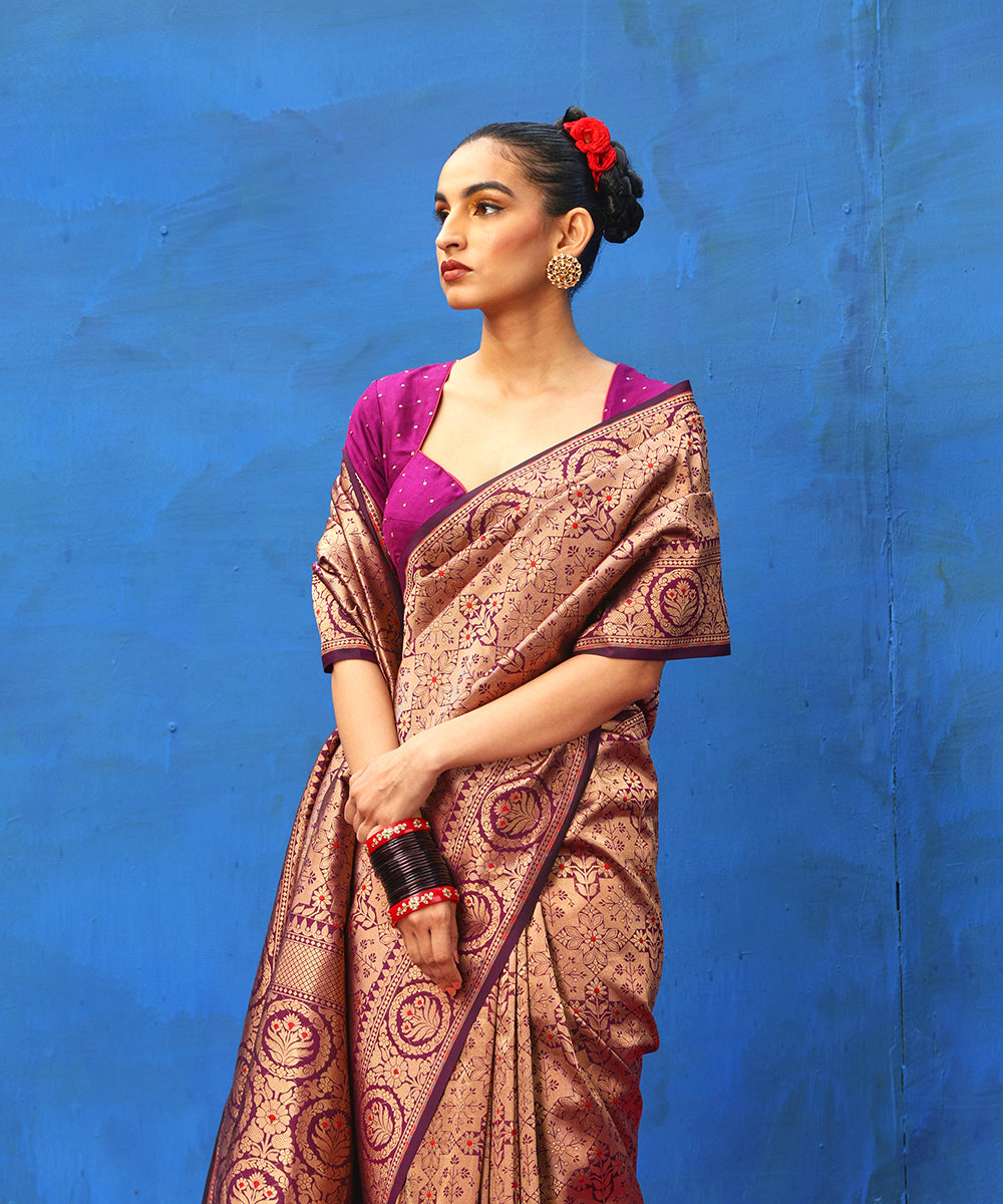 Dark_Wine_Handloom_Pure_Katan_Silk_Banarasi_Saree_With_Zari_And_Meenakari_WeaverStory_01