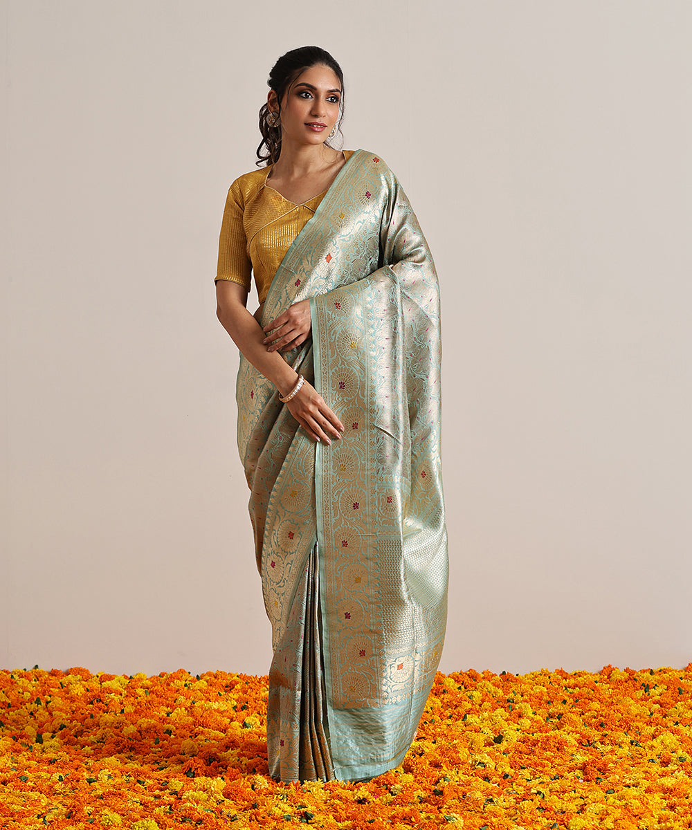 Green_Handloom_Pure_Katan_Silk_Kimkhab_Banarasi_Saree_With_Zari_Meenakari_WeaverStory_02