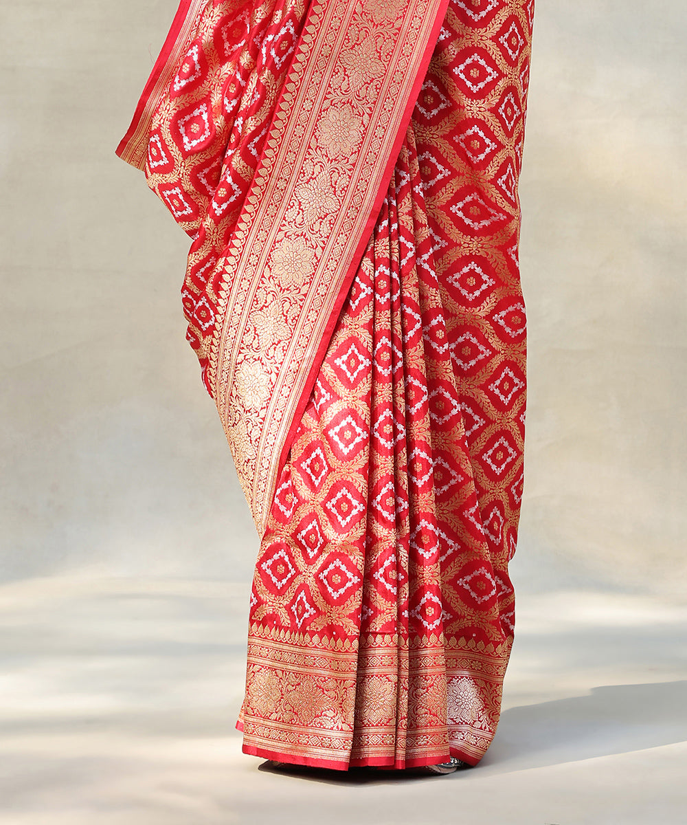 Red_Handloom_Pure_Katan_Silk_Banarasi_Saree_With_All_Over_Sona_Rupa_Zari_Jaal_WeaverStory_04