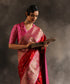 Red_Handloom_Pure_Katan_Silk_Banarasi_Saree_With_Pink_And_Gold_Paithani_Border_WeaverStory_01