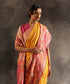 Handloom_Yellow_Pure_Katan_Silk_Banarasi_Saree_With_Peach_And_Gold_Broad_Border_WeaverStory_01