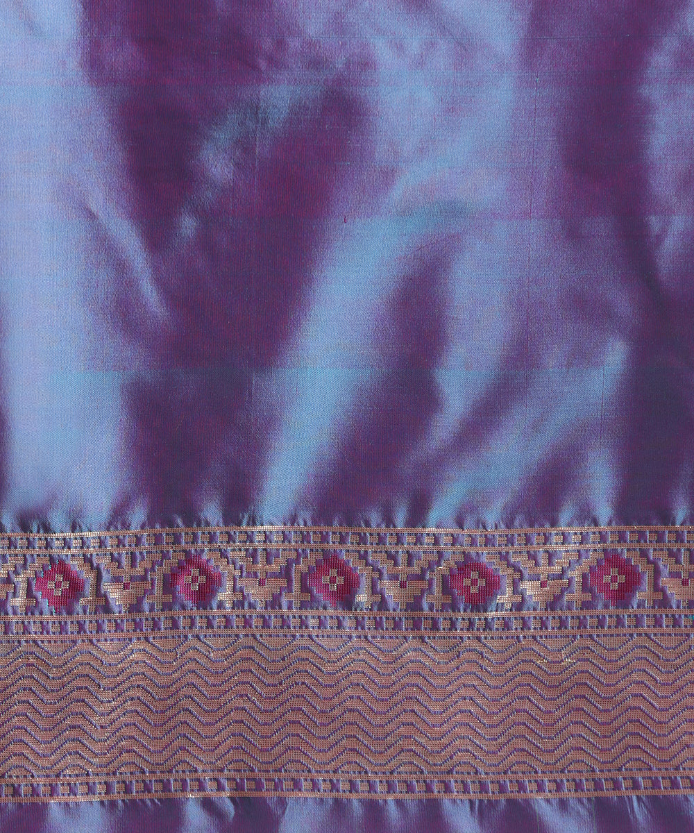 Teal_Green_Handloom_Meenakari_Banarasi_Patola_Saree_With_Purple_Border_WeaverStory_05