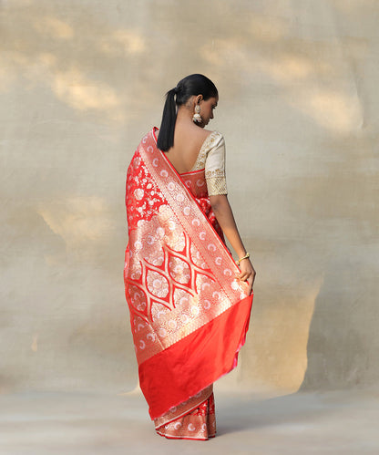 Handloom_Red_Pure_Katan_Silk_Banarasi_Saree_With_Cutwork_Jaal_WeaverStory_03