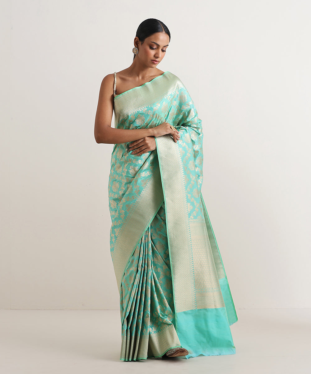 Mint_Green_Double_Shade_Handloom_Pure_Katan_Silk_Banarasi_Saree_With_Jaal_WeaverStory_02