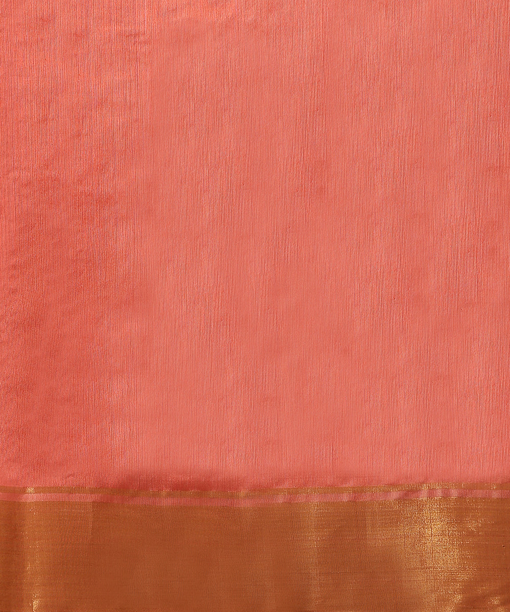Peach_Pink_Handloom_Pure_Silk_Chanderi_Saree_With_Gold_Zari_Booti_And_Tissue_Border_WeaverStory_06