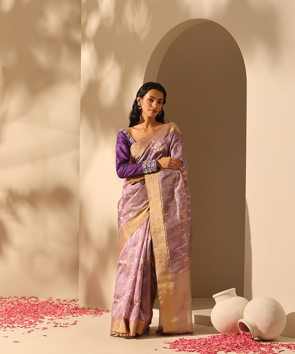 Lavender_Handloom_Pure_Chanderi_Silk_Saree_With_All_Over_Sona_Rupa_Meena_Jaal_And_Tissue_Border_WeaverStory_02