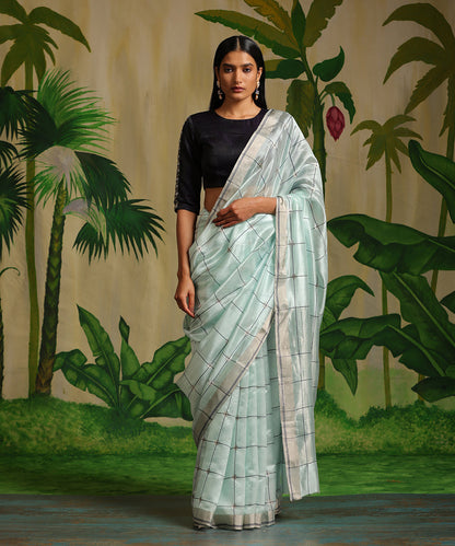 Handloom_Sky_Blue_Pure_Chanderi_Silk_Saree_With_Big_Checks_And_Meena_Booti_WeaverStory_02