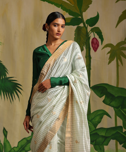 Pastel_Green_Handloom_Striped_Pure_Chanderi_Silk_Saree_With_Meena_Booti_WeaverStory_01