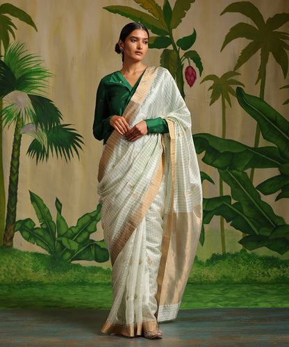 Pastel_Green_Handloom_Striped_Pure_Chanderi_Silk_Saree_With_Meena_Booti_WeaverStory_02