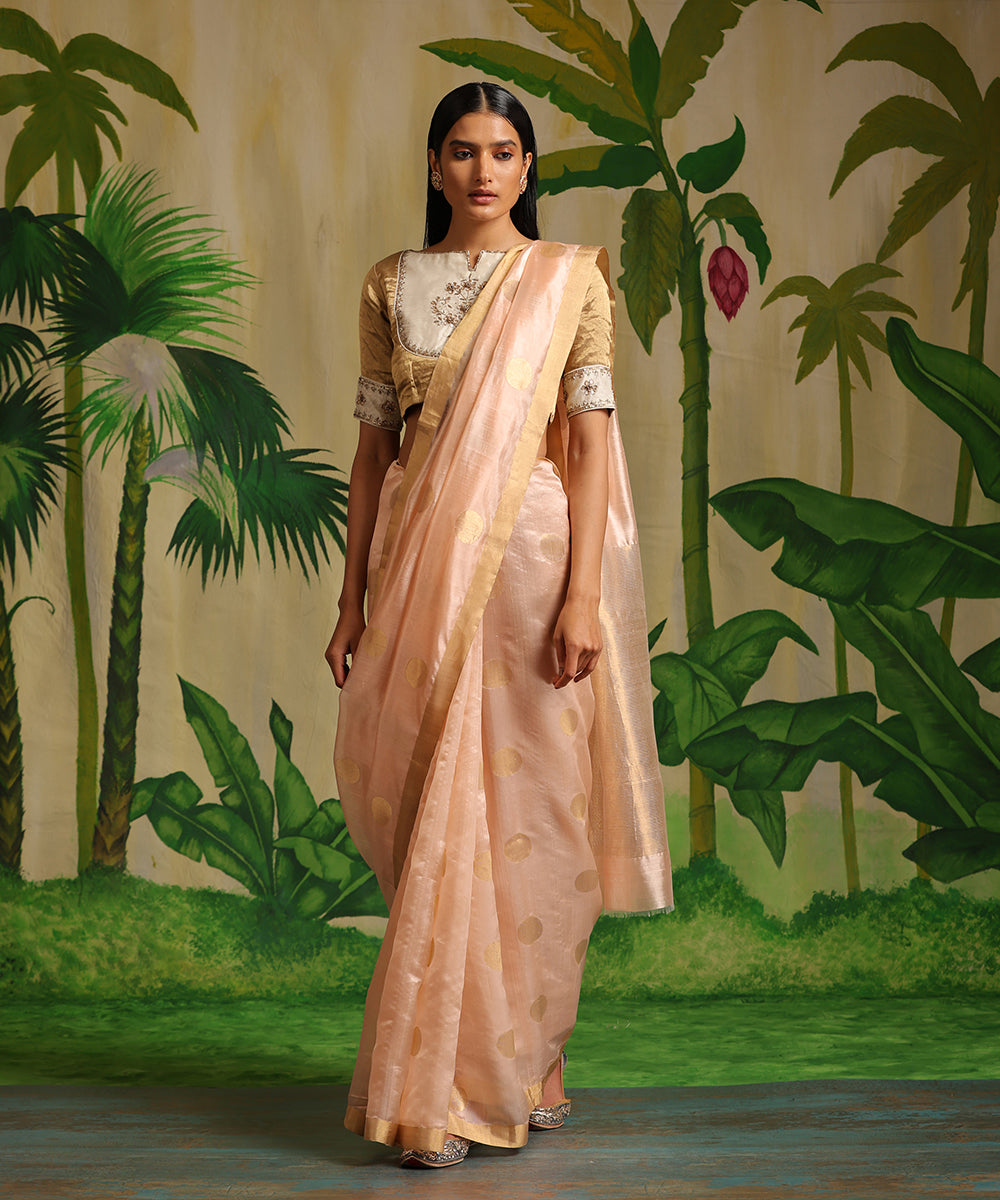 Pastel_Peach_Handloom_Pure_Chanderi_Silk_Saree_With_Moon_Booti_WeaverStory_02