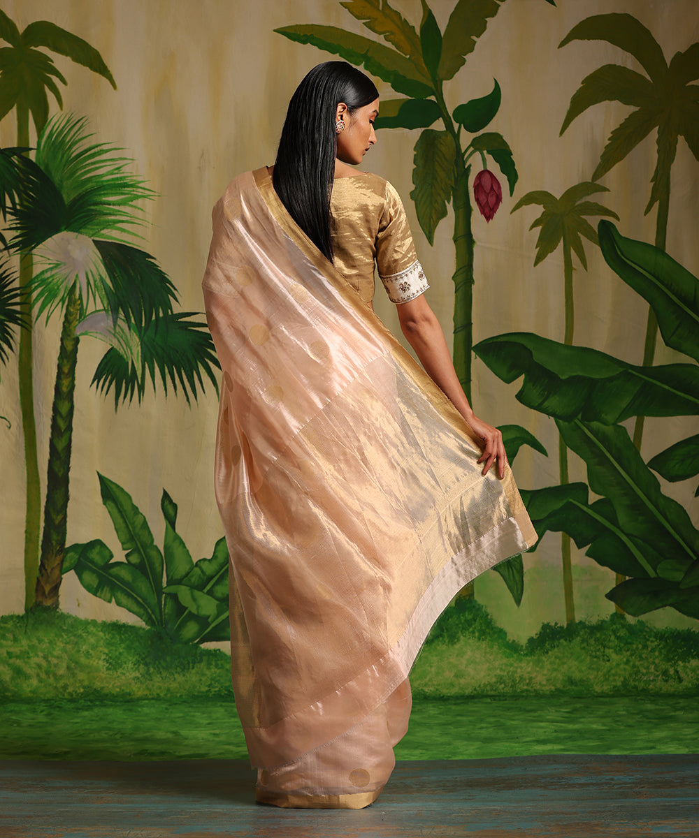 Pastel_Peach_Handloom_Pure_Chanderi_Silk_Saree_With_Moon_Booti_WeaverStory_03