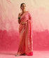 Orange_And_Rani_Pink_Handloom_Pure_Georgette_Banarasi_Bandhej_Saree_With_Cutwork_Jaal_WeaverStory_02