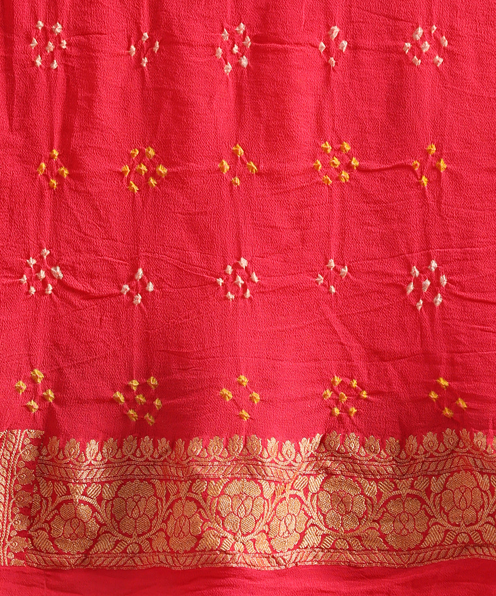 Pink_Handloom_Pure_Georgette_Banarasi_Bandhej_Saree_With_Cutwork_Weave_WeaverStory_05