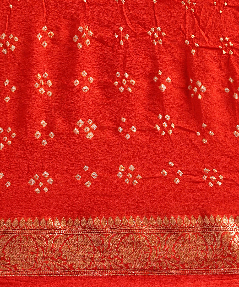 Red_And_Orange_Handloom_Pure_Georgette_Banarasi_Bandhej_Saree_With_Cutwork_Weave_WeaverStory_05