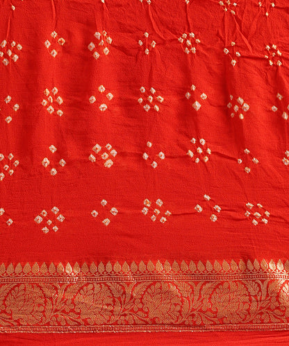 Red_And_Orange_Handloom_Pure_Georgette_Banarasi_Bandhej_Saree_With_Cutwork_Weave_WeaverStory_05