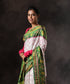 Handloom_Green_And_White_Pure_Mulbery_Silk_Single_Ikat_Patola_Saree_With_Tissue_Border_WeaverStory_01